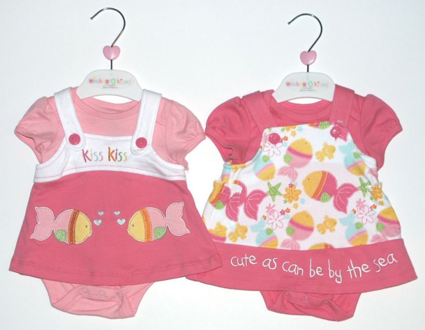 New WISHES & KISSES Infant Girls 2 Piece Pink JUMPER SET Newborn, 0 3M 