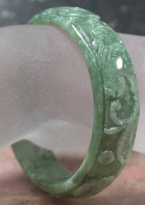 Green 100% A Jade jadeite Dragon Bat Bangle Bracelet 52 326089  