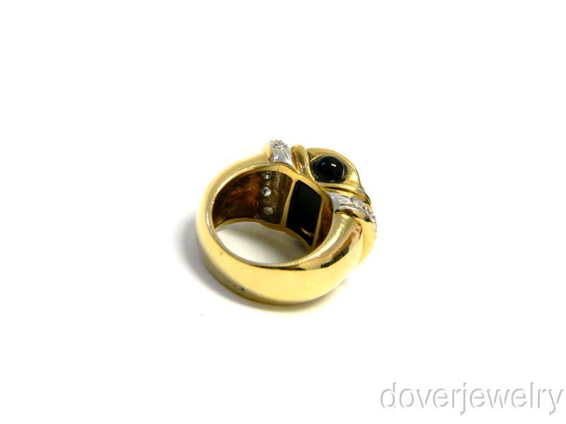 Estate Diamond 18K Gold Onyx Dome Ring NR  