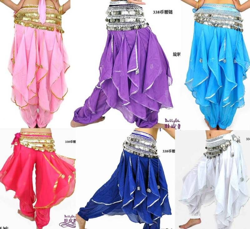 belly dance costume harem pants wavy 9color chiffon  