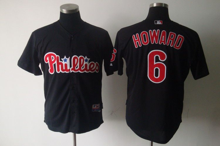 RYAN HOWARD #6 BLACK AUTHENTIC MAJESTIC MLB REPLICA JERSEY  