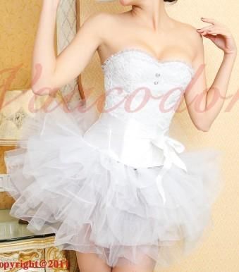   lace up corset top fluffy tutu and mathing thong size please choose