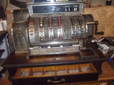 100 Year Old Nickel National Cash Register 1912 Antique Ornate Wood 