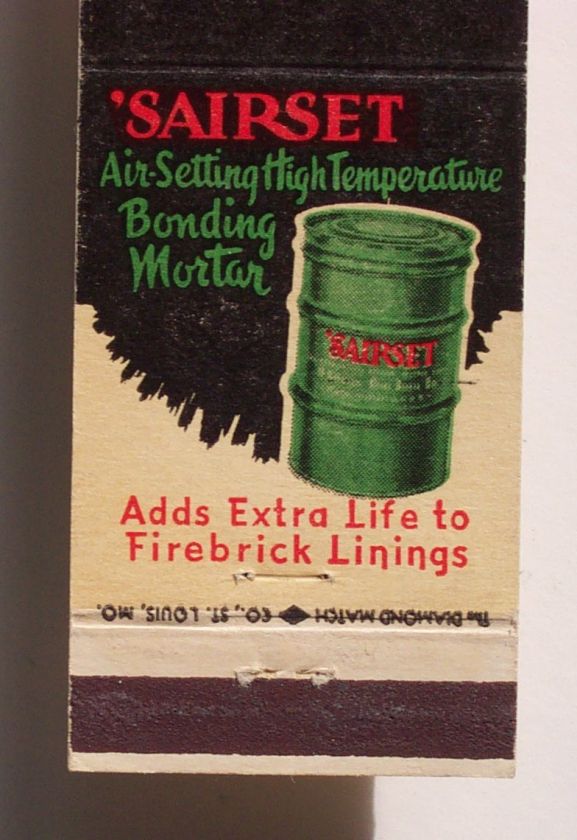 1950s Matchbook Sairset Mortar Refractory Kearny NJ MB  