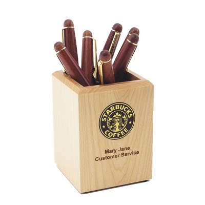 Engraved MAPLE PEN PENCIL HOLDER GIFT for desk office  