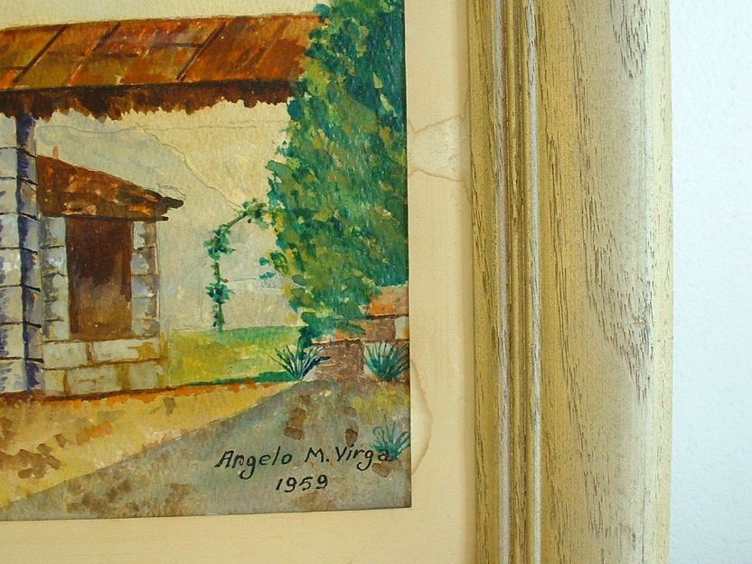 ANGELO M VIRGA Watercolor Italian Villa PALERMO, SICILY  