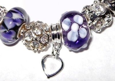 AUTHENTIC PANDORA SILVER 925 BRACELET SET BOX & BAG CLASSIC PURPLE 