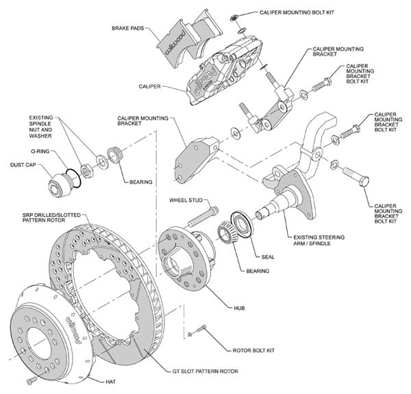 WILWOOD DISC BRAKE KIT,70 78 CAMARO,73 77 MALIBU,CUTLASS,GTO,13/12 