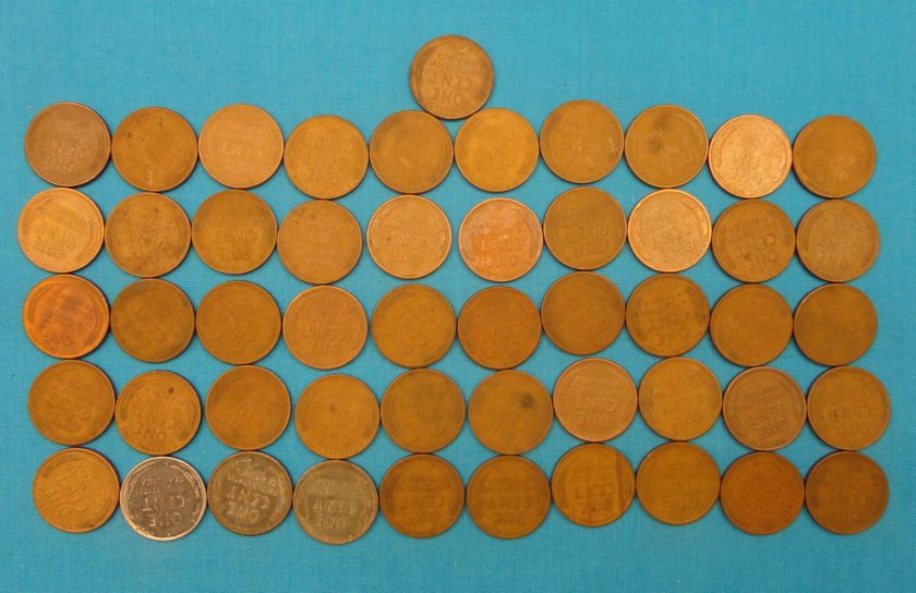 1941 1958 D Wheat Cent Penny Roll Set (51 Coins) With Hard Plastic 