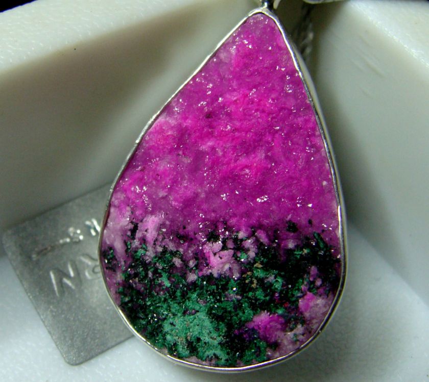   Natural UNTREATED Hot Pink Green Gem Cobalto Calcite Pendant  