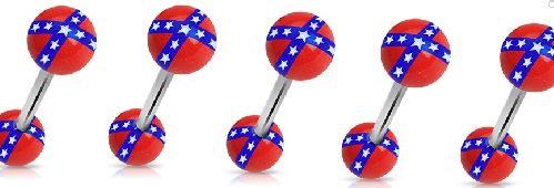 Rebel Confederate Flag Tongue Rings Barbells LOT OF 5  