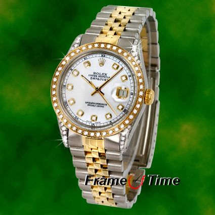 Rolex Datejust Men 18K/SS Diamond MOP White Face Watch  