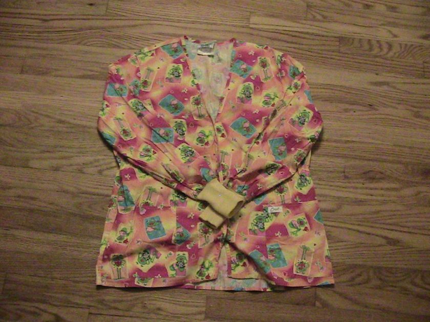 CREST LONG SLEEVE SCRUB TOP JACKET WOMENS SIZE M FROGS  