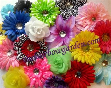 12 Silk Flowers Mixed Lot for Crafts Headbands Hats  