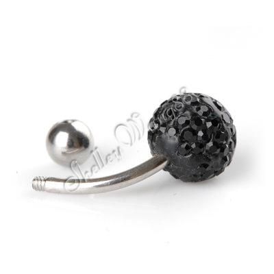 1x New 16G Belly Ring Navel Button Bar Ball Steel Black  