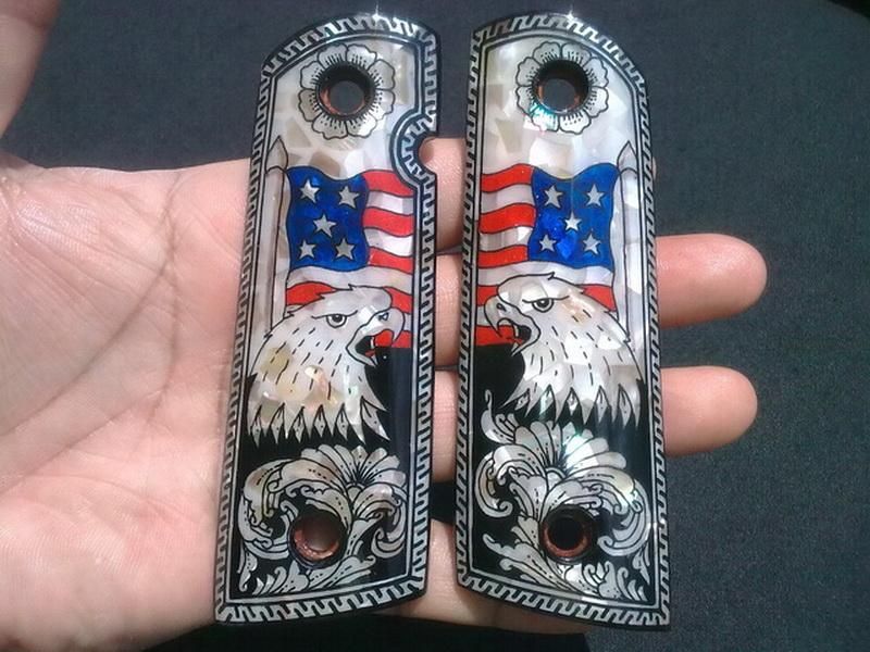 MOTHER OF PEARL INLAY GRIPS FIT KIMBER / TAURUS / COLT 1911,1991 