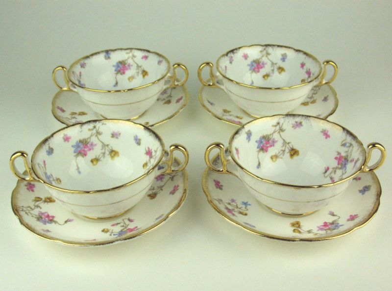 CREAM SOUP BOWLS Royal Stafford VIOLETS POMPADOUR  