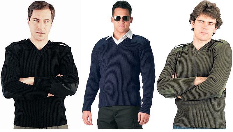 Military Commando V Neck Acrylic Sweaters  