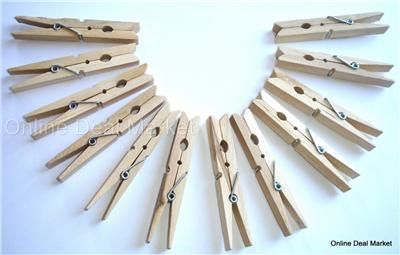 12 Clothes Pins Traditional Wood Spring Old fashion NEW  