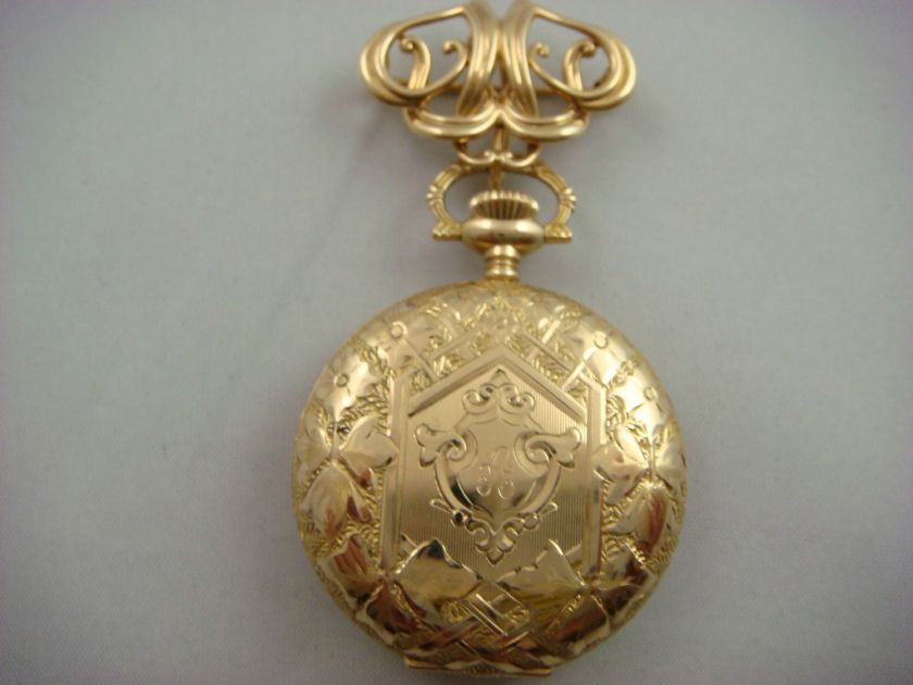 14 K. ANTIQUE LADIES WALTHAM POCKET WATCH LAPEL  